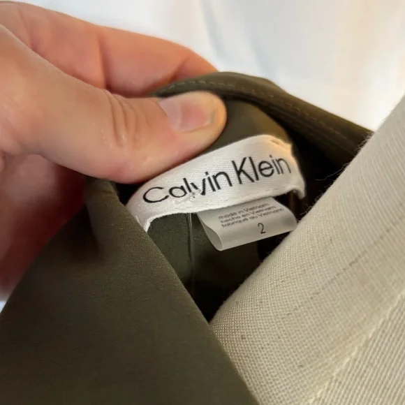 NWT Calvin Klein Olive Green A-line Shirtdress, Size 2 - Picture 5 of 14